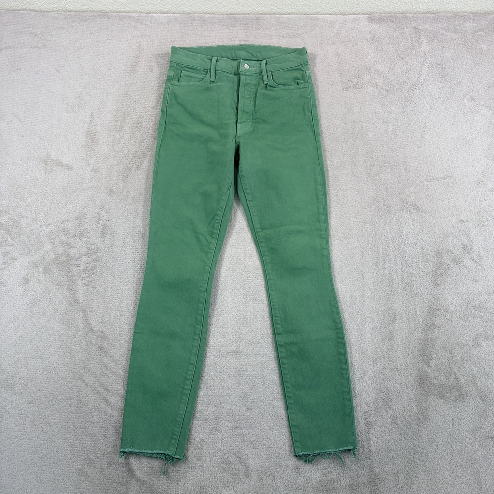 Mother Denim The Stunner Ankle Fray Hem Jeans in Green Women 25 USA Made $200